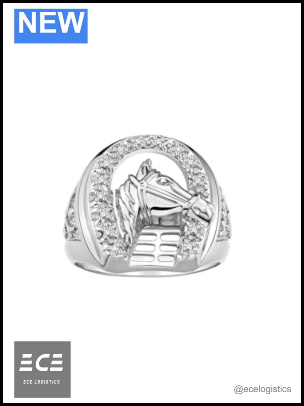Sterling Silver Lucky Horseshoe Ring with Diamonds